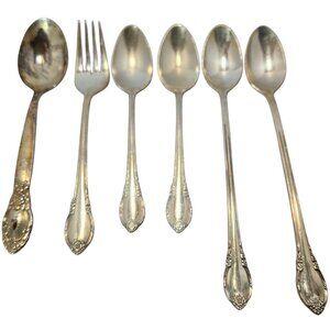 Vintage Rogers Bros 1847 Silver Plated Flatware 6-Piece Collection Floral Design